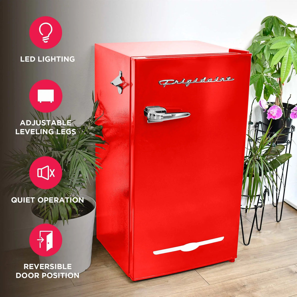 Frigidaire Retro Bar Fridge, 3.2 Cu. Ft., Pink, 65-Watt - EFR376-C-PINK