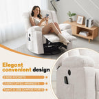 Korser Swivel Rocker Recliner Chair With Massage, Heating, USB Charging And Storage