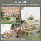 Raised Garden Bed With Polycarbonate Cold Frame Greenhouse, 35.5 x 31.5 x 36 in, Natural Wood