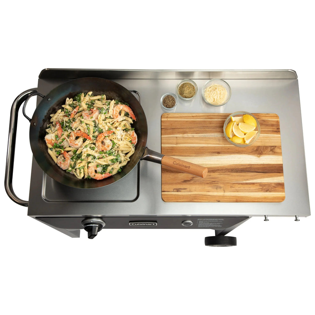 Cuisinart Outdoor Wok Station With Prep Table, 50,000 BTU, 14 inch Carbon Steel Wok - Black