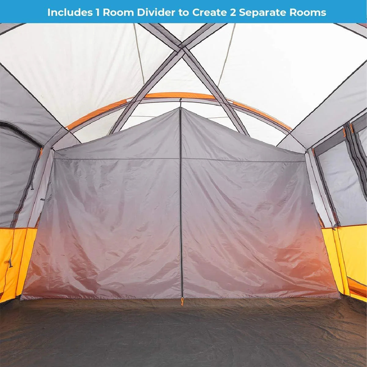 CORE 12 Person Straight Wall Cabin Tent, 16 x 11 Feet, Orange - SUVELAM