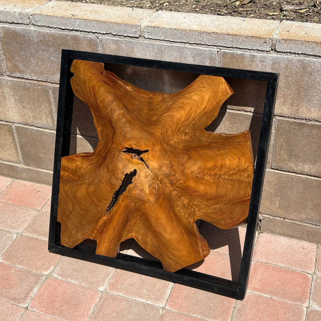 Live Edge Teak Wood Wall Sculpture - 31.4 x 16.9 x 2.36 in or 27.5 x 27.5 x 2.36 in