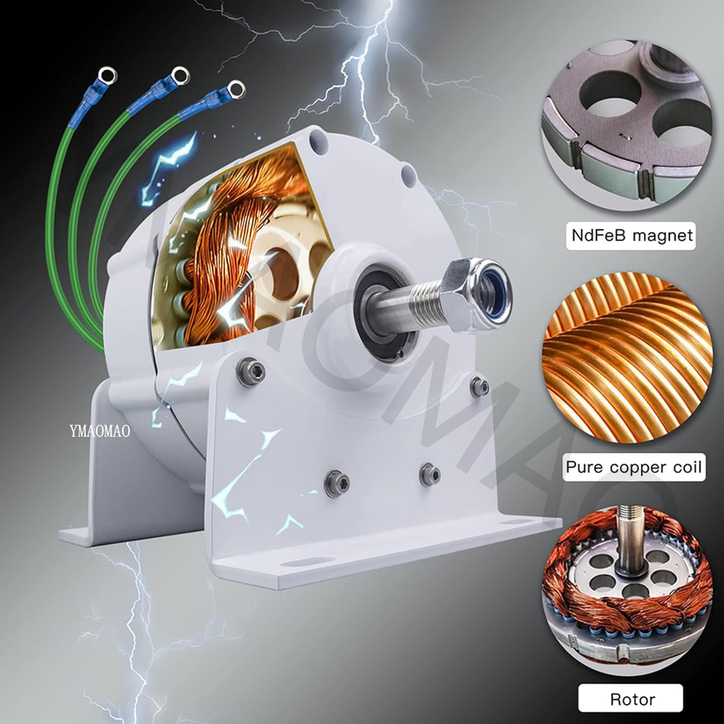 12,000W Low-RPM Permanent Magnet Gearless Generator for Wind and Water Turbines - 12V/24V/48V/120V/220V