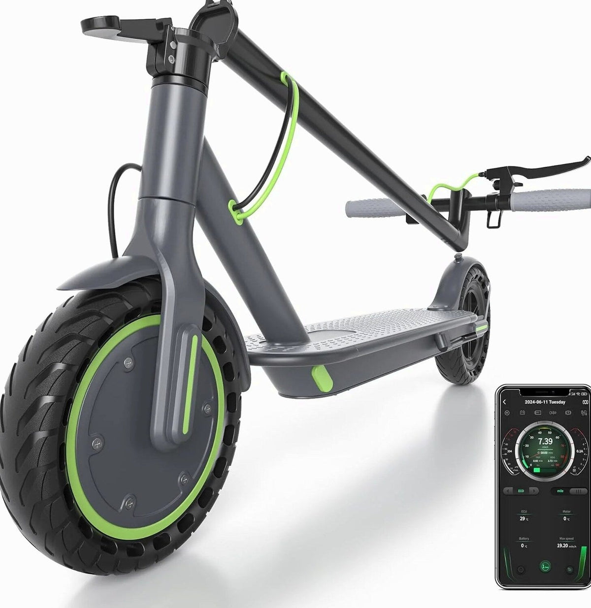 Roinside Electric Scooter, 8.5 in Solid Tires, 350W Motor, Up To 19 MPH, 21-23 Miles - UP12 Plus