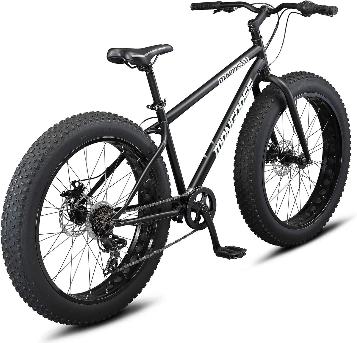 Mongoose Malus Adult Fat Tire Mountain Bike, 26-Inch Wheels, 4-Inch Tires, 7-Speed - R5714C