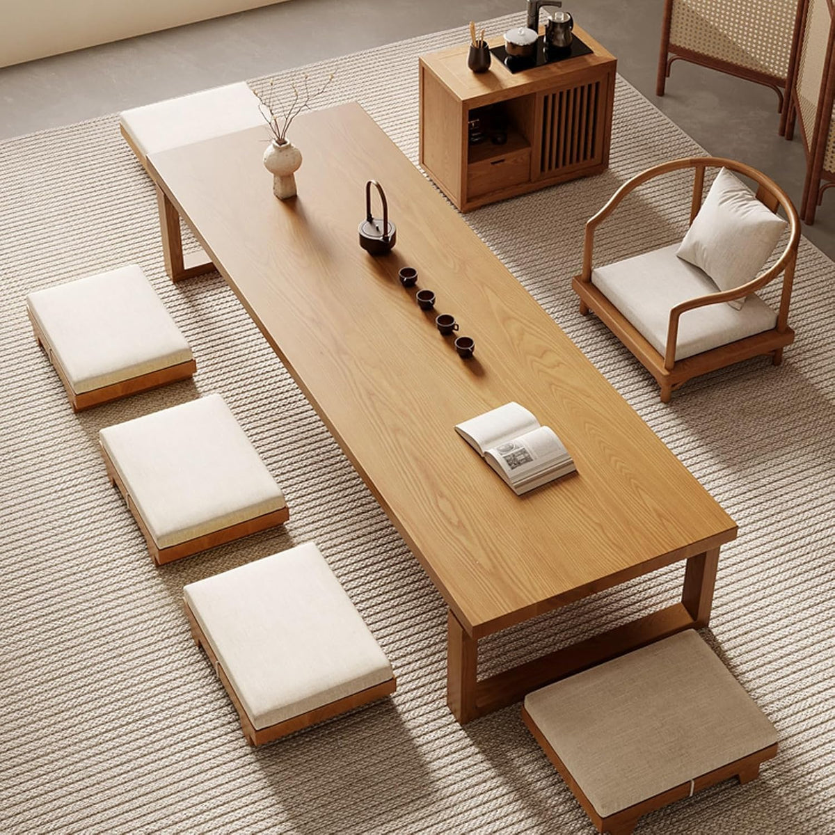 Japanese Tatami Round Walnut Coffee Table 100cm/39.3in