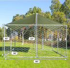Haverchair Heavy Duty Outdoor Dog Kennel With Water and UV-Resistant Cover, Galvanized Steel, 90in L x 90in W x 63in H
