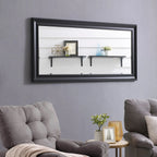 Full Length Oversized Rectangle Wall Mirror With Smooth Faux Wood Frame