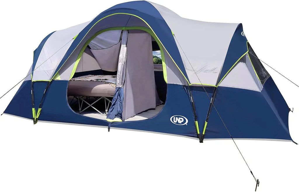 unp 10-Person Camping Tent, 18ft x 9ft x 78in, 2 Rooms, 5 Mesh Windows