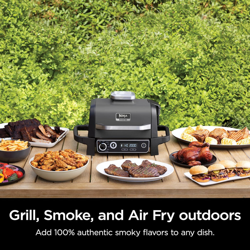 Ninja 7-in-1 Portable Electric Outdoor Grill And Smoker With Thermometer, Grey - OG751BRN