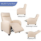 PU Leather Recliner Chair, 27.6 x 35.8 x 38.6 in, 3 Reclining Positions