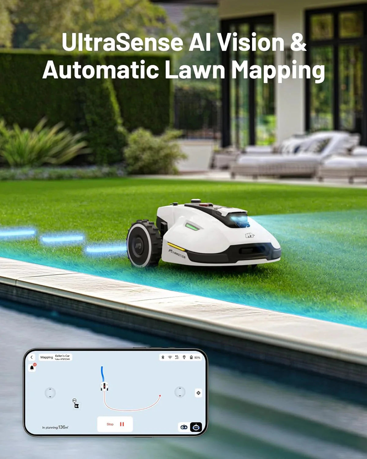 Mammotion YUKA Mini 500H Robotic Lawn Mower, 0.12 Acre, White - 500H