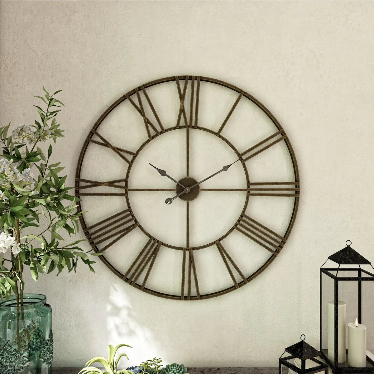 Round Metal Open-Frame Wall Clock