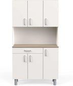 Miroytengo Kitchen Side Cabinet, 6 Doors, White And Oak Kronberg, 101 x 185 cm - 37494