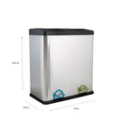 60L 2 Compartment Stainless Steel Recycling Bin With Step Pedal