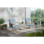 Hampton Bay Marina Point White Steel Outdoor Patio Swivel Lounge Chair With Surf Blue Cushions, 2-Pack - GC-41019-SSP