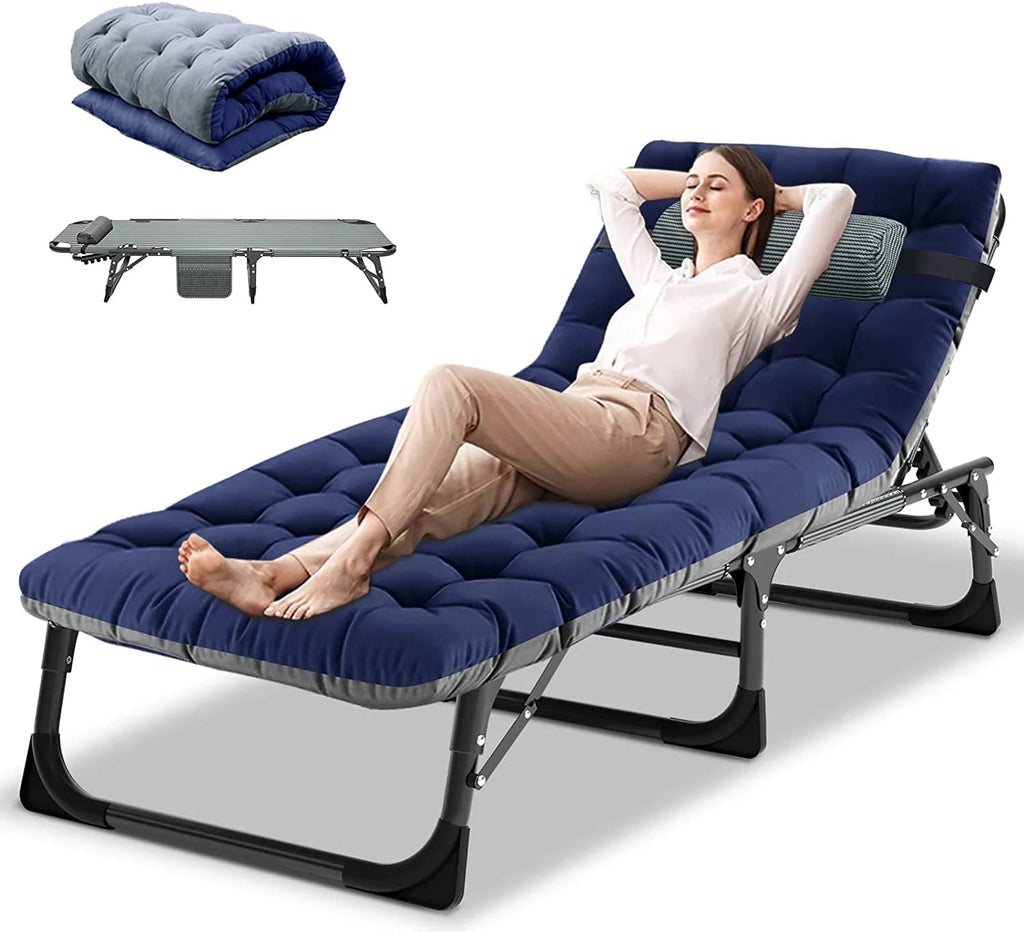 Slsy 5-Position Adjustable Folding Lounge Chair And Cot - 75.2" x 25.6" x 11.8"