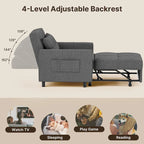 3-in-1 Pull-Out Sofa Bed Sleeper Chair, Adjustable Upholstered Lounge Couch