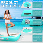 AWSUM Inflatable Floating Dock Platform, 10 x 8 ft, Mint Green