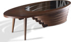 Coffee Table With Tempered Glass Tabletop And Natural Walnut Veneer, 35.43in D x 35.43in W x 16.53in H