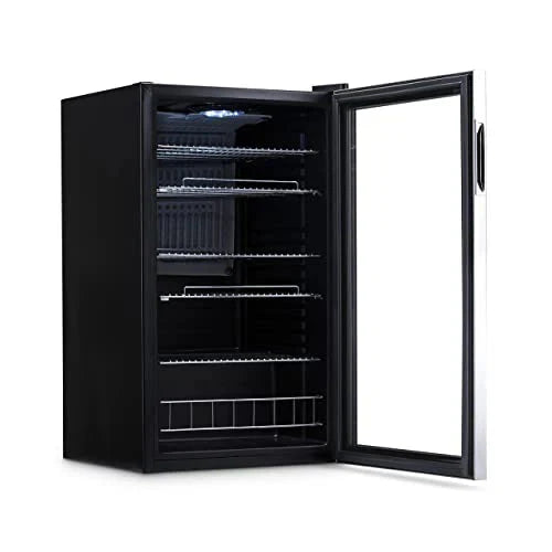 NewAir Beverage Refrigerator Cooler, 126 Cans, Stainless Steel, Right Hinge Glass Door - AB-1200