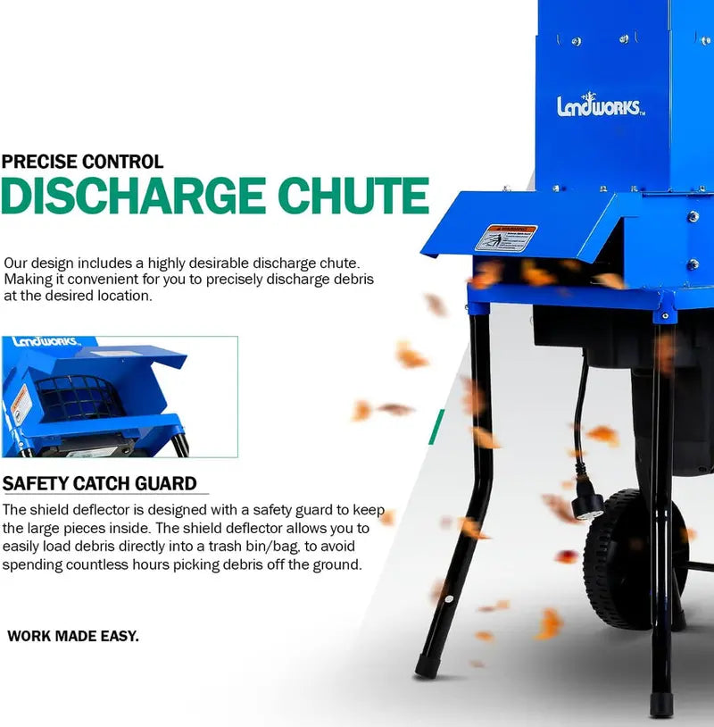 Landworks Electric Leaf Mulcher & Shredder, 120V, 11-Inch Blade, 0.5-Inch Cutting Capacity