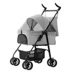 iMounTEK 4-Wheel Foldable Pet Stroller With Removable Liner And Storage Basket - Gray