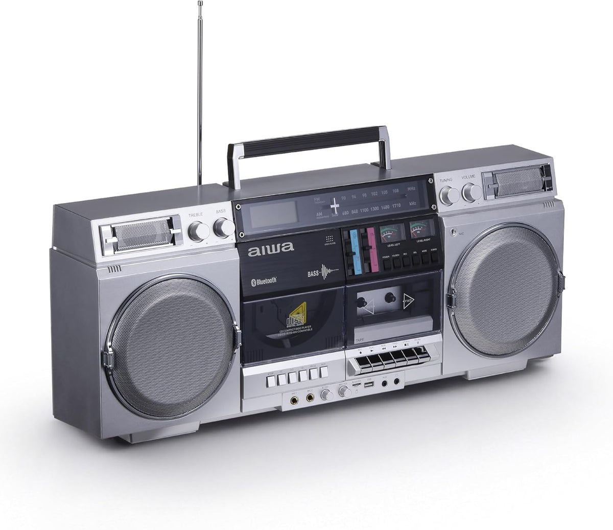 Retro-Style Portable CD Player Boombox With Bluetooth 5.0, FM/AM Radio, USB/SD/AUX, 40W - AI7012