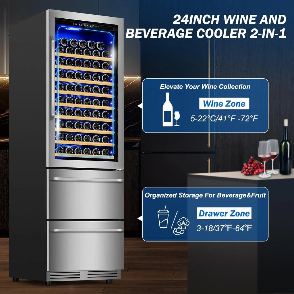 24 Inch Dual Drawer Outdoor Beverage Refrigerator, Stainless Steel - Weather-Proof