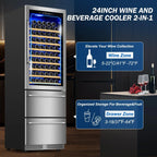 24 Inch Dual Drawer Outdoor Beverage Refrigerator, Stainless Steel - Weather-Proof