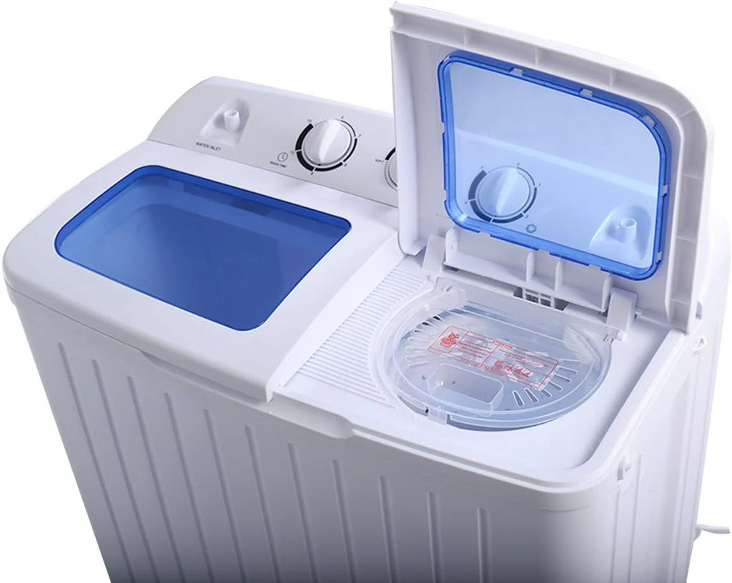 Portable Compact Twin Tub Washing Machine, 17.6 Pounds, White & Blue - Spanish Model