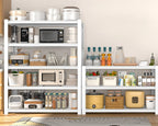 White Adjustable Storage Rack, 28 inch W x 12 inch D x 59 inch H, 5 Shelves - 4-Piece Set