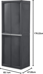 Sterilite Plastic Storage Cabinet, Flat Gray, 4 Adjustable Shelves, 2 Pack - 01423V01 / 0142