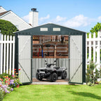 Outdoor Steel Storage Shed 8x6FT With Clear Window And Lockable Doors - Night Blue