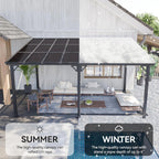 Wall-Mounted Patio Gazebo 10' x 12' With Sloped Polycarbonate Roof