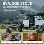 Wood Burning Camp Stove - Stainless Steel, Black, 16in L x 13in W x 17in H