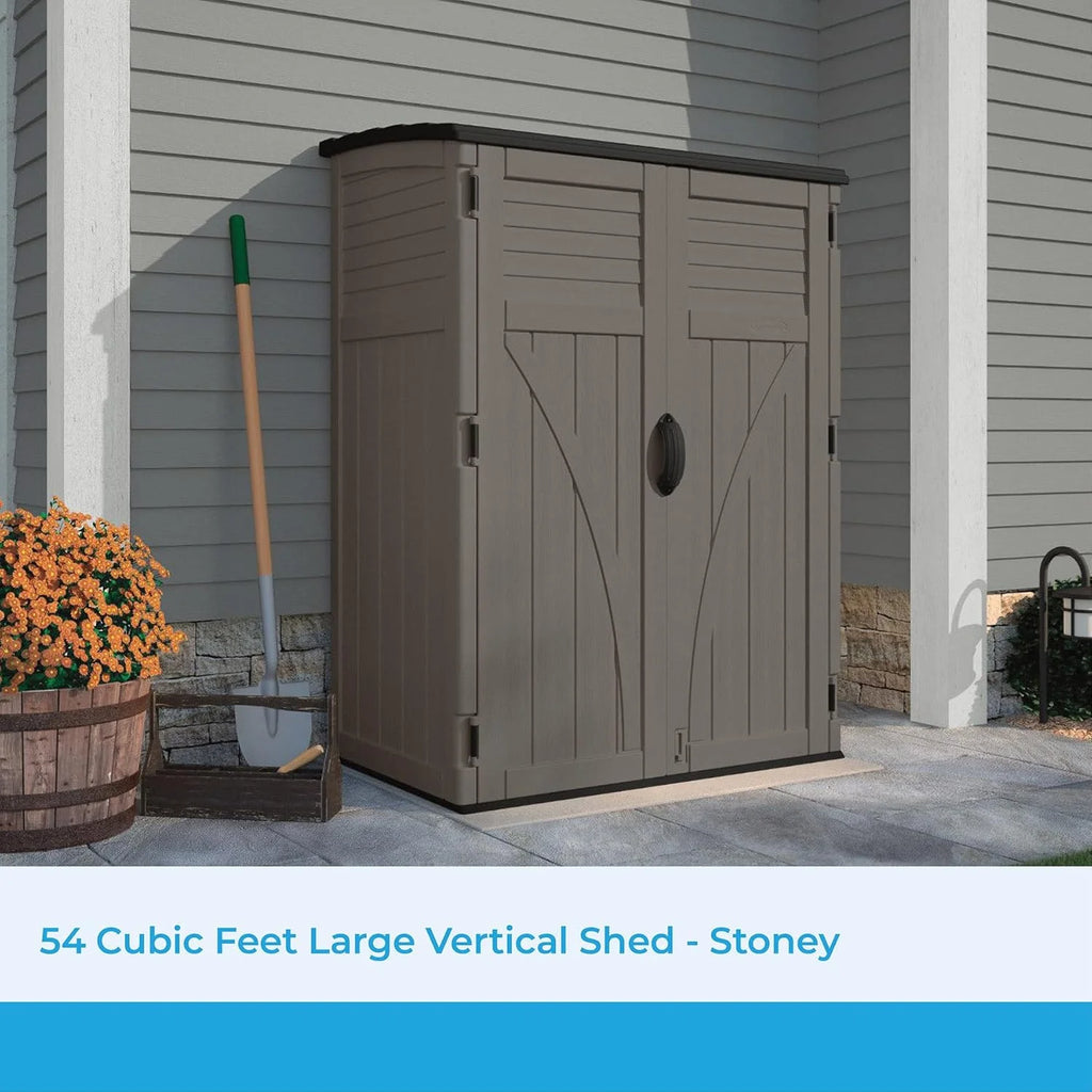 34 Cu. Ft. Horizontal Resin Storage Shed With Locking System, Stoney/Black - 53in D x 32.25in W x 45.5in H