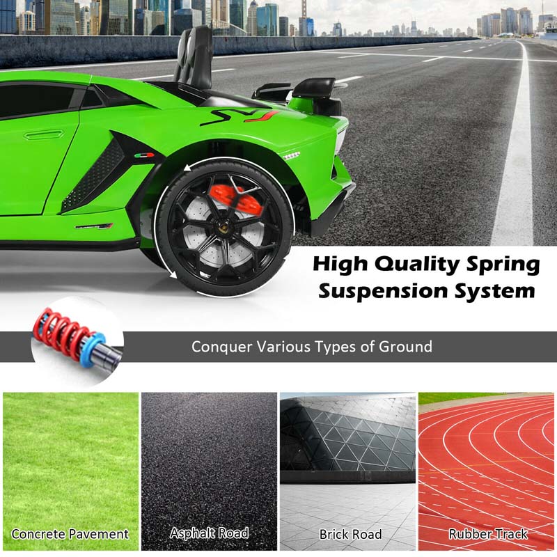 Licensed Lamborghini SVJ Kids Ride-On Car, 12V Battery Powered - Red, White, Black, Green Or Pink