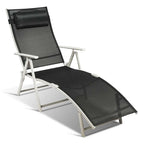 7 Position Folding Outdoor Chaise Lounge Chair With Cushion And Pillow