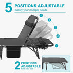 Slsy 5-Position Adjustable Folding Lounge Chair And Cot - 75.2" x 25.6" x 11.8"