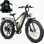 Adult Electric Bike 1000W 48V 17.5AH, 26 Fat Tire, Full Suspension, 7 Speed, 60 Miles Range - UL Certified