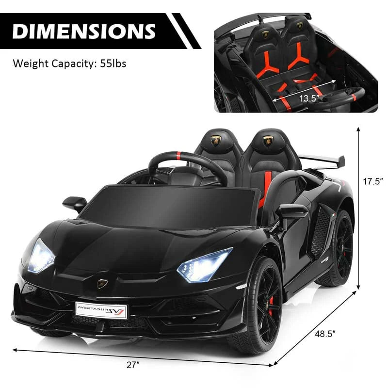 Licensed Lamborghini SVJ Kids Ride-On Car, 12V Battery Powered - Red, White, Black, Green Or Pink