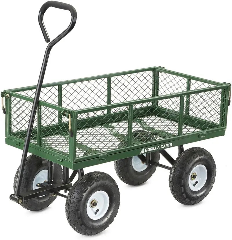 Gorilla Carts Steel Garden Cart, 3 Cu Ft, 400 Lb Capacity, Pneumatic Tires