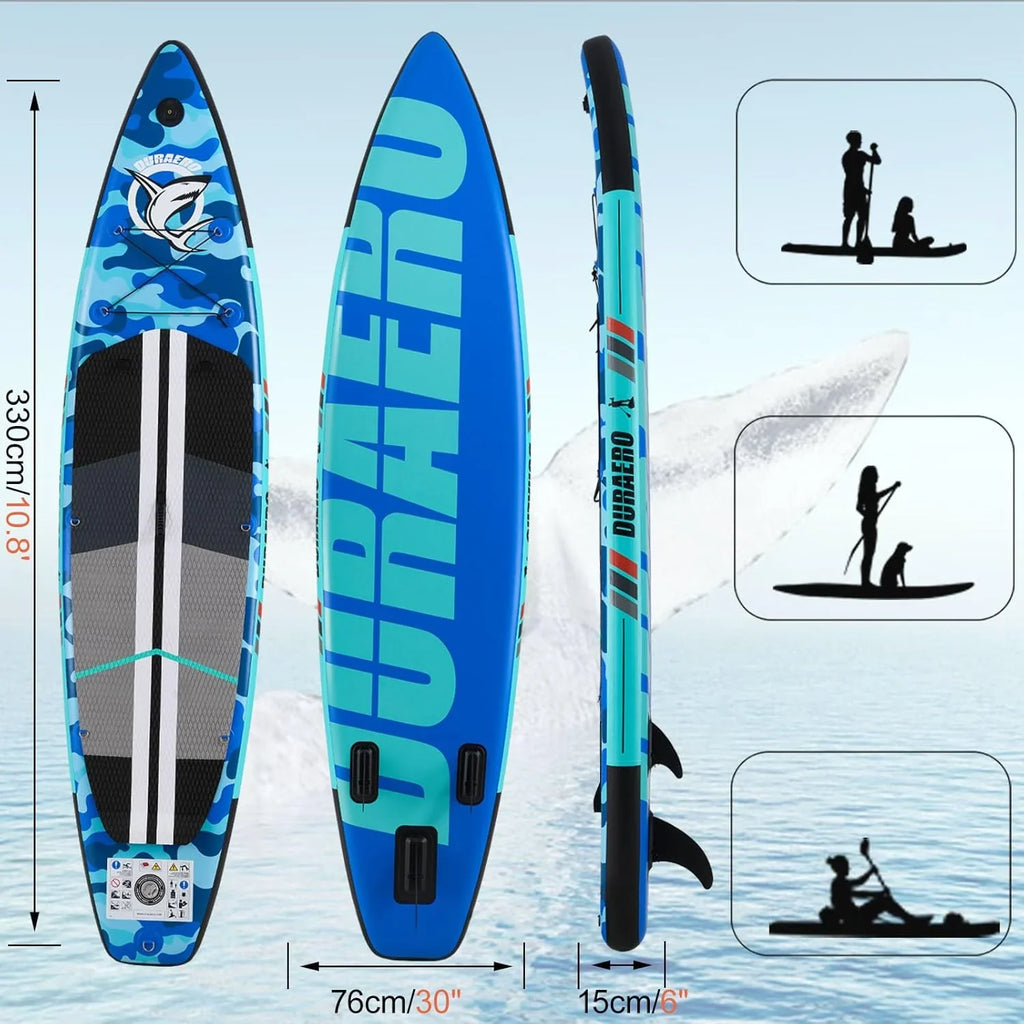 Inflatable Paddle Board With Kayak Seat, 330 x 76 x 15 cm, Up To 150 kg, Blue
