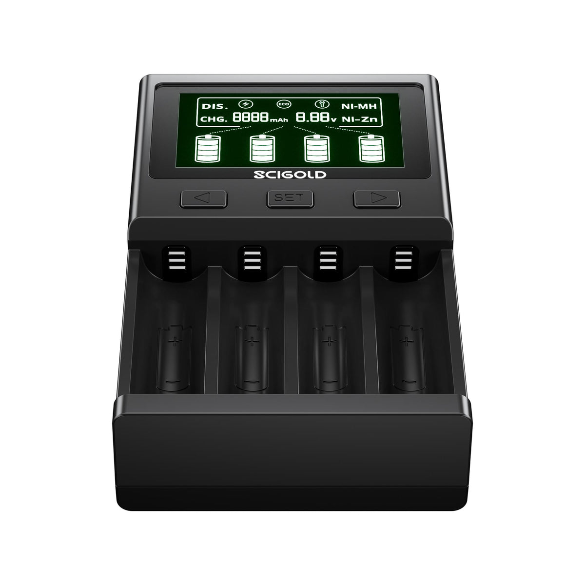 Scigold 4-Bay Ni-Zn/Ni-MH AA/AAA Smart Battery Charger With LCD Display - CW404