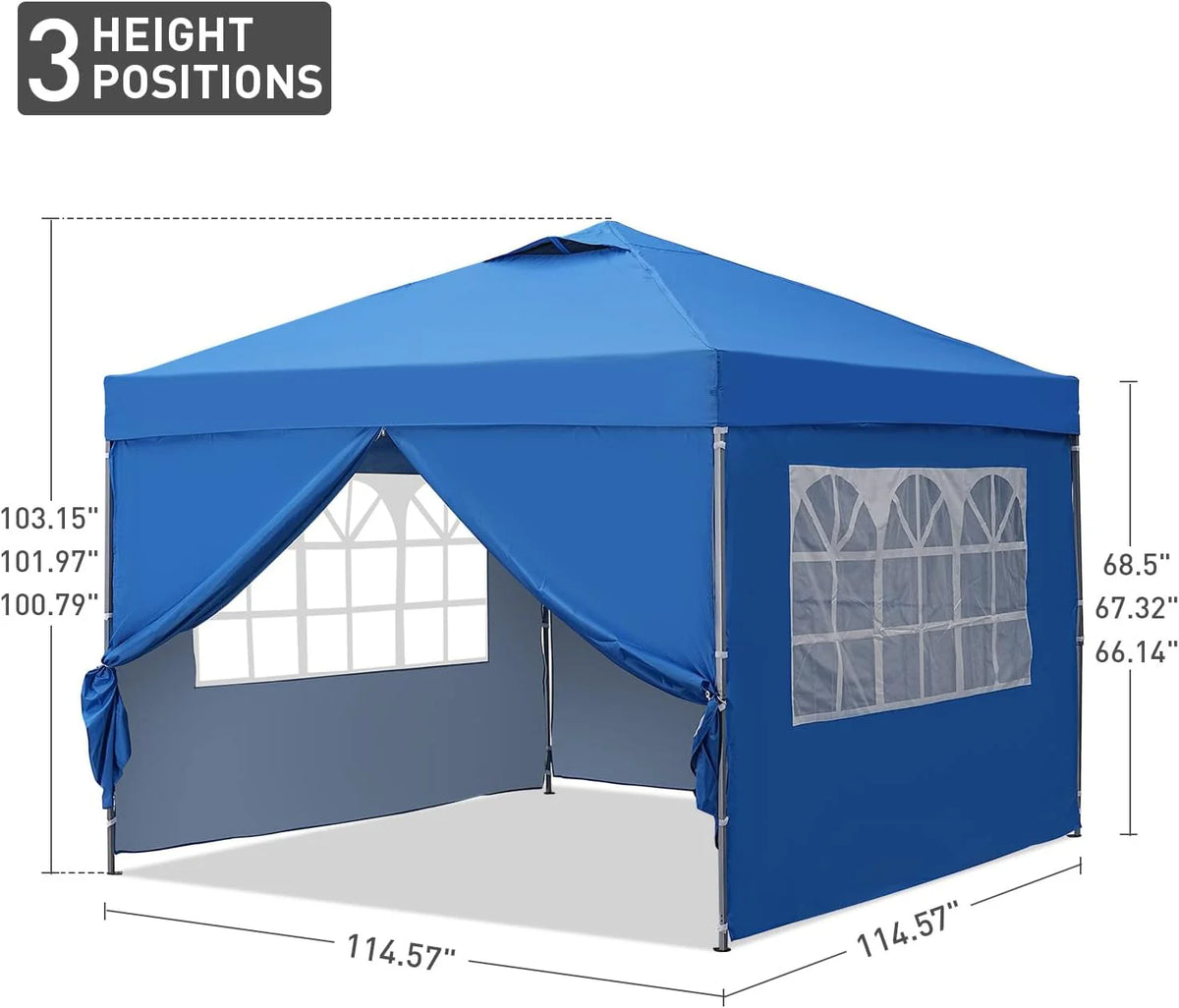 GDY 10x10 Pop Up Canopy Tent With 4 Sidewalls And 4 Sandbags - Blue