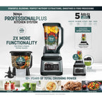 Ninja Professional Plus Kitchen System, 1400 Watts, 72 oz Blender Pitcher, 64 oz Processor Bowl, 24 oz To-Go Cups - BN800