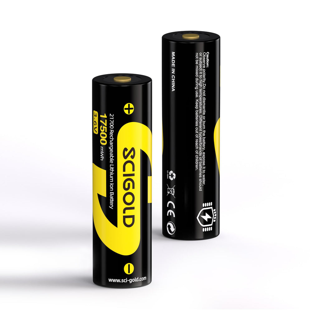 Scigold 21700 17500mWh Protected Button Top Li-ion Rechargeable Battery, 2 Pack - SG-B00A-2102
