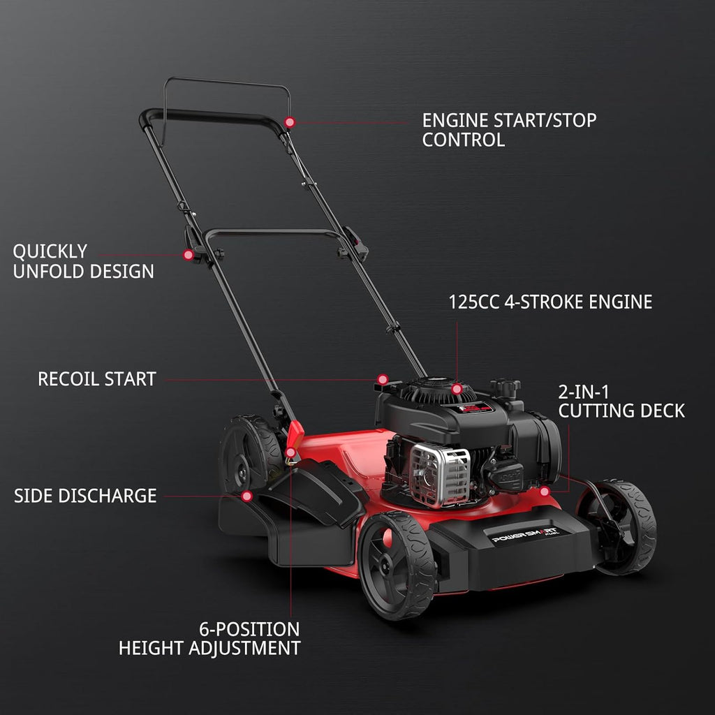 PowerSmart 21 in Gas Push Lawn Mower With 125cc Briggs And Stratton E300 Engine - 2-in-1
