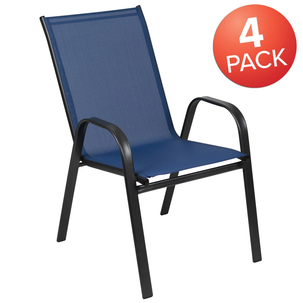 Emma + Oliver Outdoor Stack Chairs, Gray, 4 Pack, 21.25in W x 29in D x 36in H